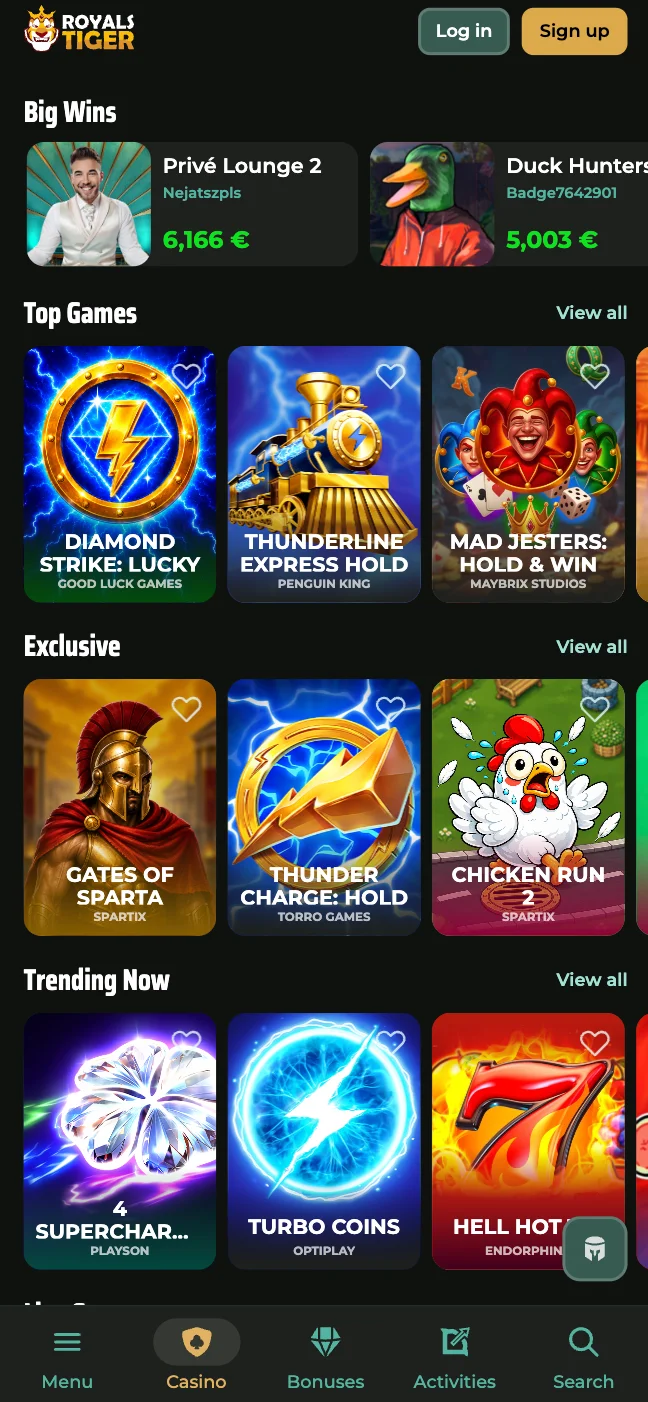Aplikacja RoyalsTiger Casino